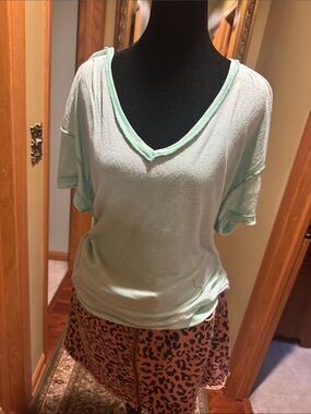 We The Free Mint V-Neck Short Sleeve Tee